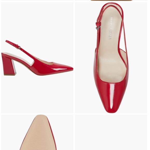 NIB Marc Fisher Red Patent Leather Slingback Pumps Block heel Shoes Sz 8.5 - Picture 9 of 10